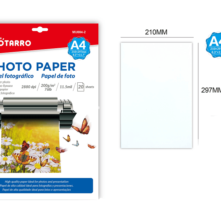 Papel Fotográfico 20Pcs A4 200G 1