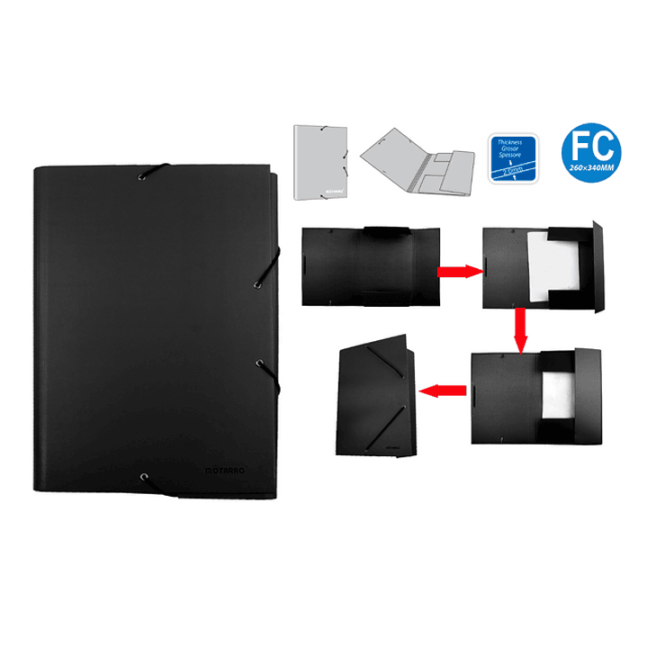 Carpeta con elásticos 26x34cm Negro - EXPRESS 1