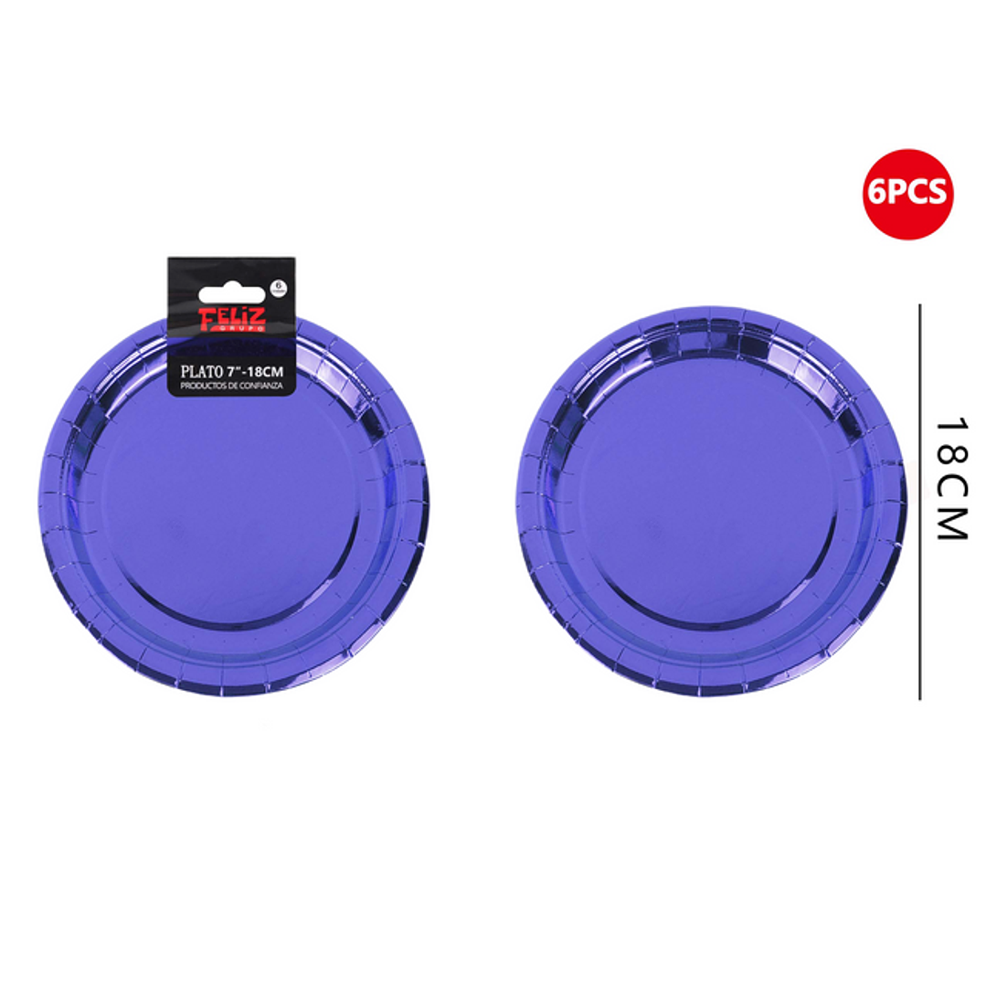 Platos Cartón Azul 18cm 6pcs 1
