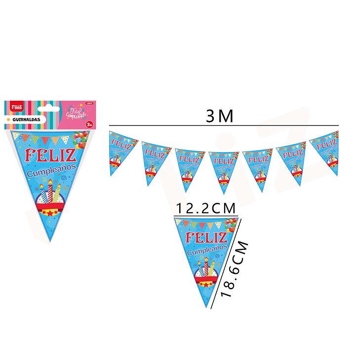 Guirnalda de cumpleaños con Frase y velas Celeste 3M 1