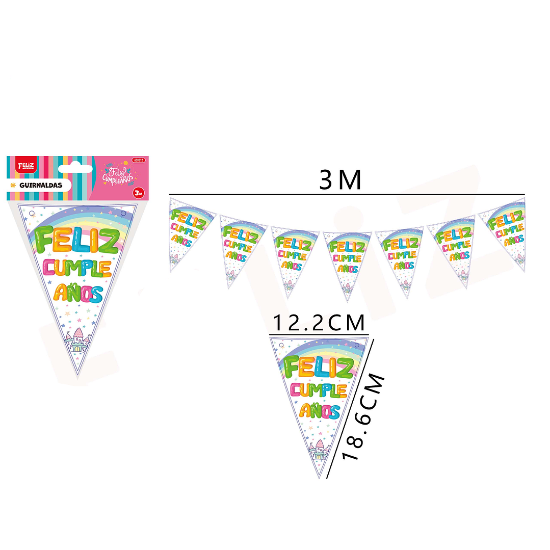 Guirnalda de cumpleaños con Frase y Castillo 3M 1