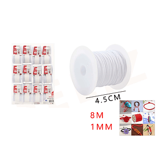 Cordón Elástico Blanco 8m*1mm
