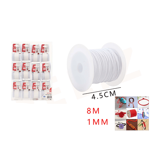 Cordón Elástico Blanco 8m*1mm