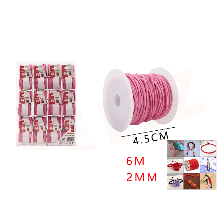 Cordón Elástico Rosado 6m*2mm 1