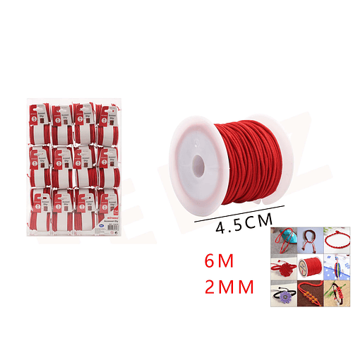 Cordón Elástico Rojo 6m*2mm