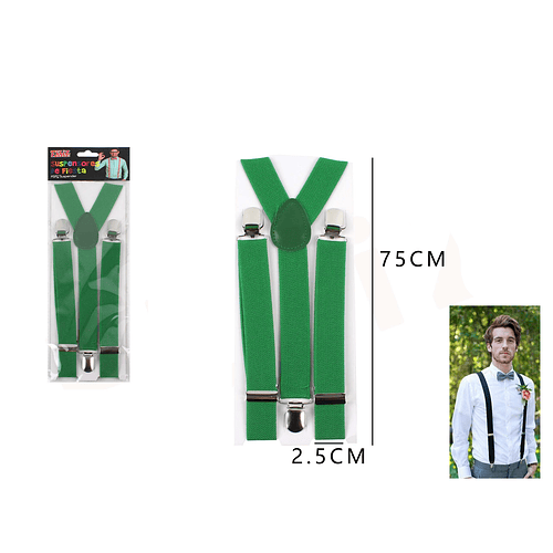 Suspendores de Fiesta Verde 75*2.5cm
