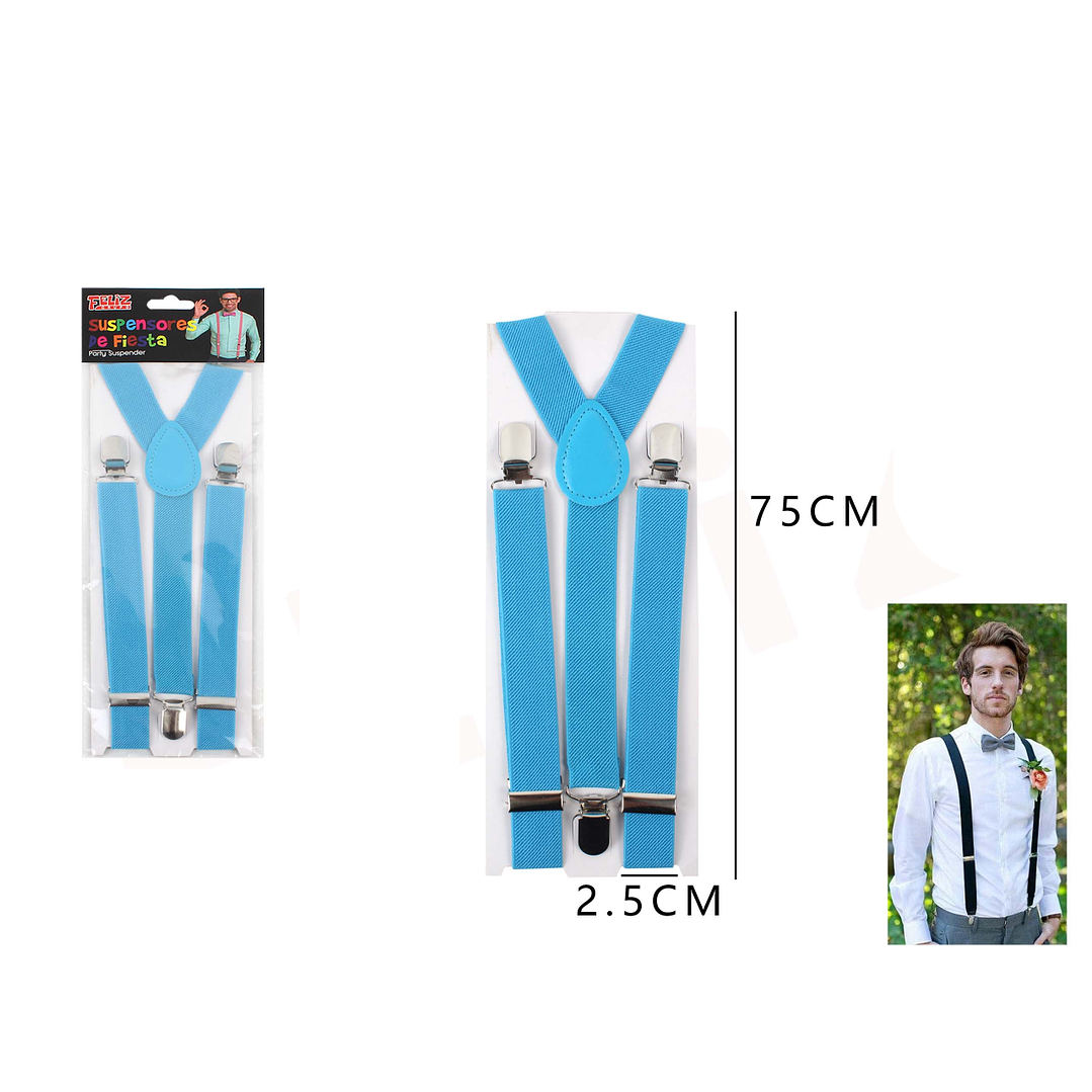 Suspendores de Fiesta Celeste 75*2.5cm 1