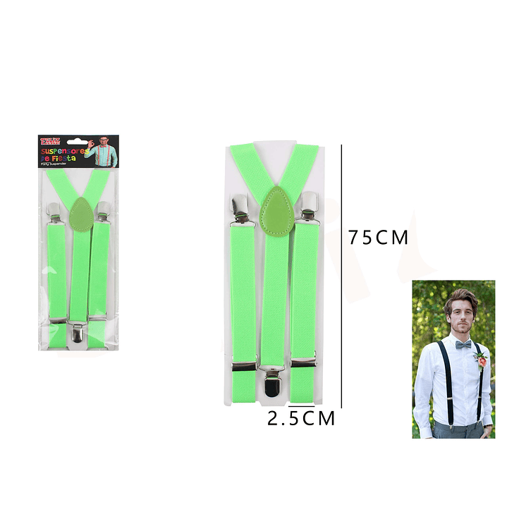 Suspendores de Fiesta Fluor Verde 75*2.5cm 1