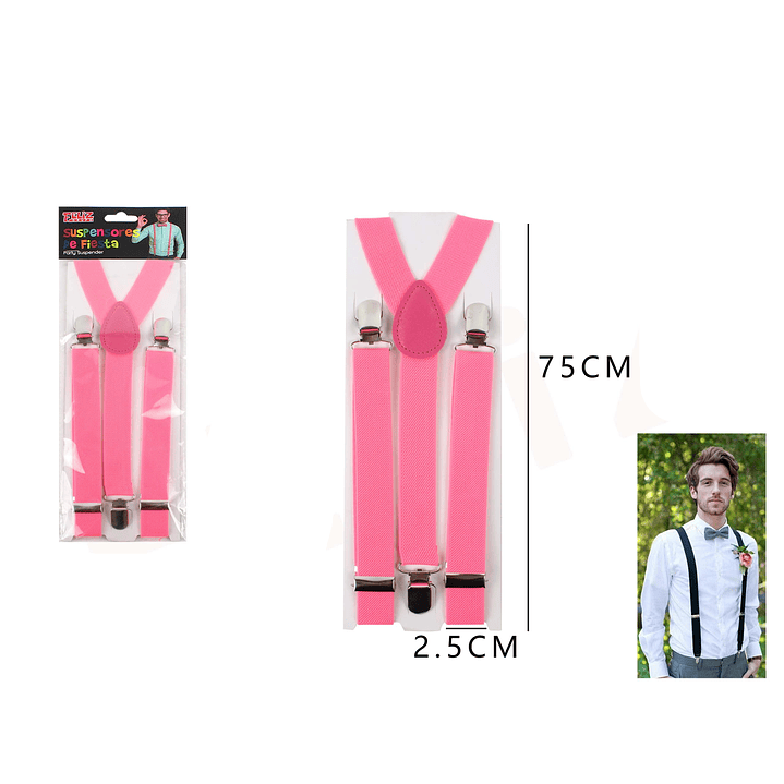 Suspendores de Fiesta Fluor Fucsia 75*2.5cm 1