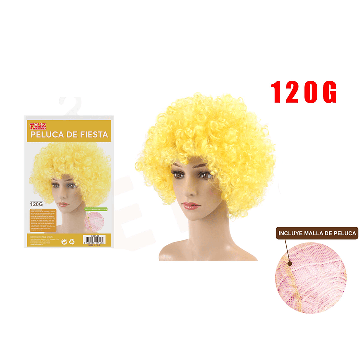 Peluca de Fiesta Corta Rizada Amarrillo 1