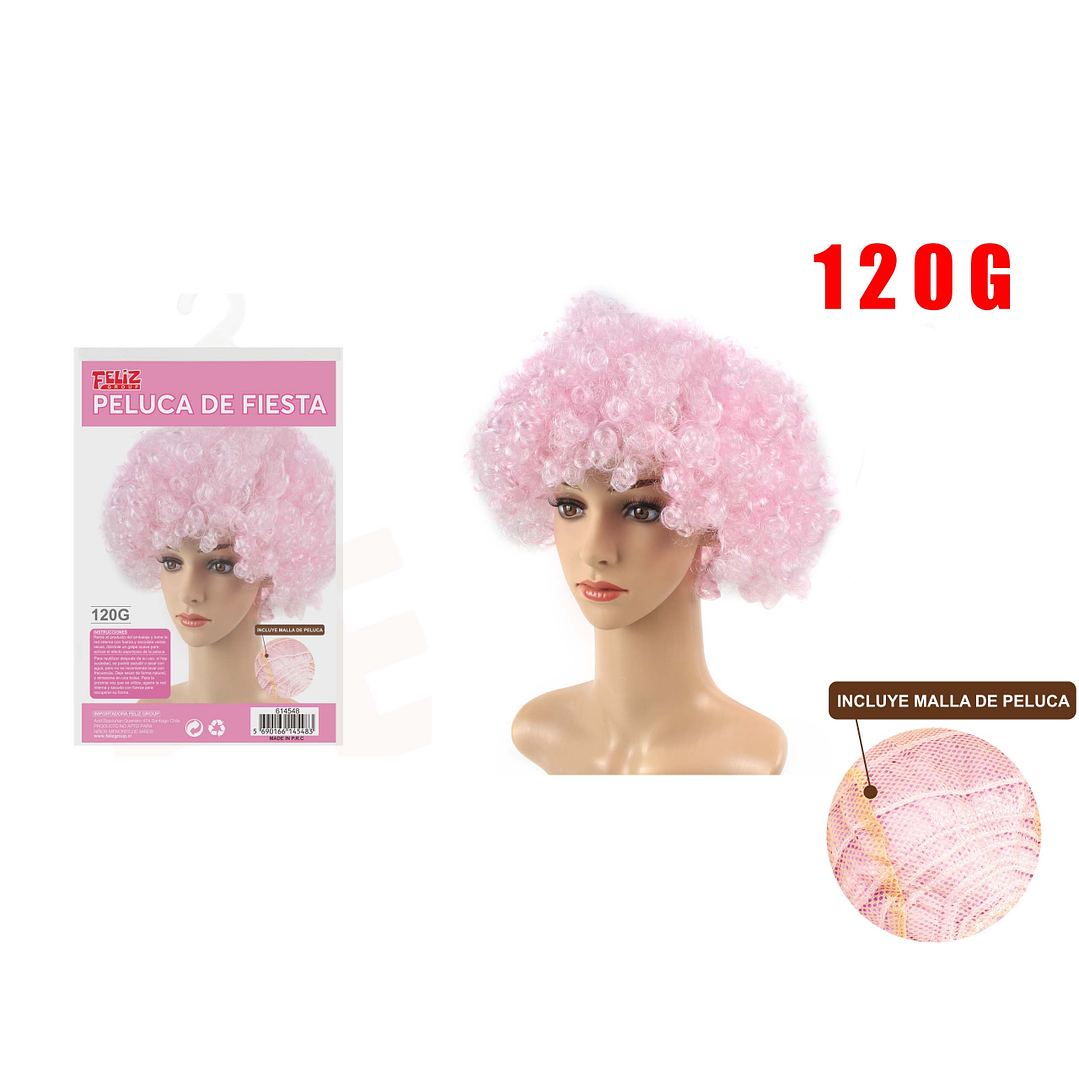 Peluca de Fiesta Corta Rizada Rosado 1