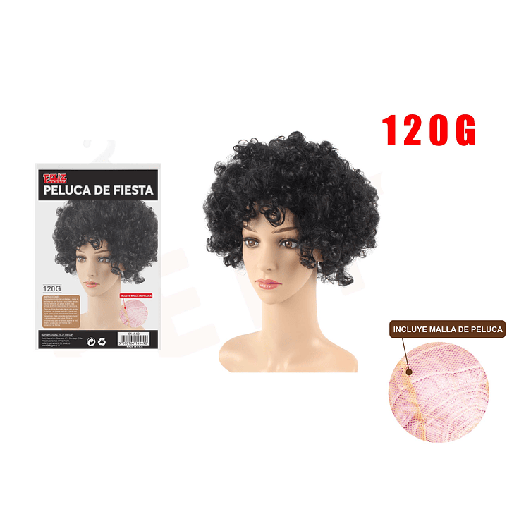 Peluca de Fiesta Corta Rizada Negro 1
