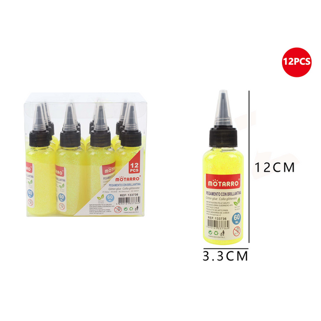 Pegamento con Brillantina Amarillo 60ml 1