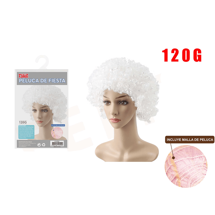 Peluca de Fiesta Corta Rizada Blanco 1