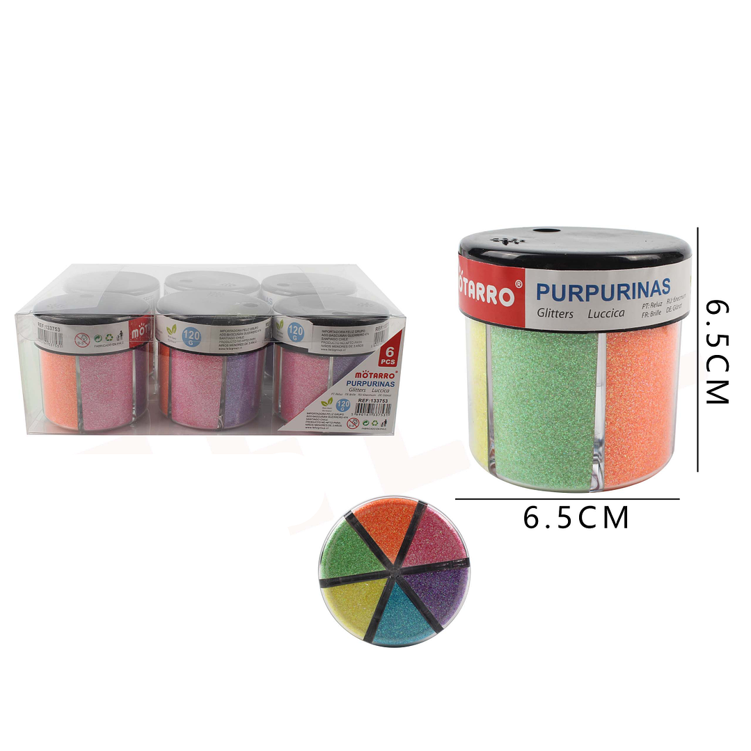 Brillantina O Escarcha 6 Colores Fosforecente 1