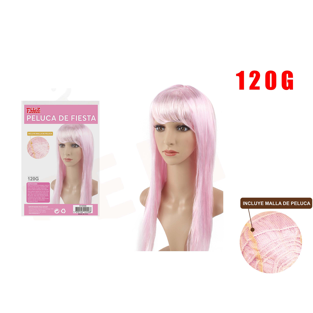 Peluca de Fiesta Larga Rosado 1