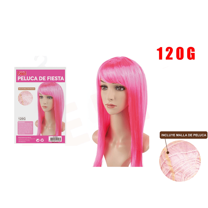 Peluca de Fiesta Larga Fucsia 1