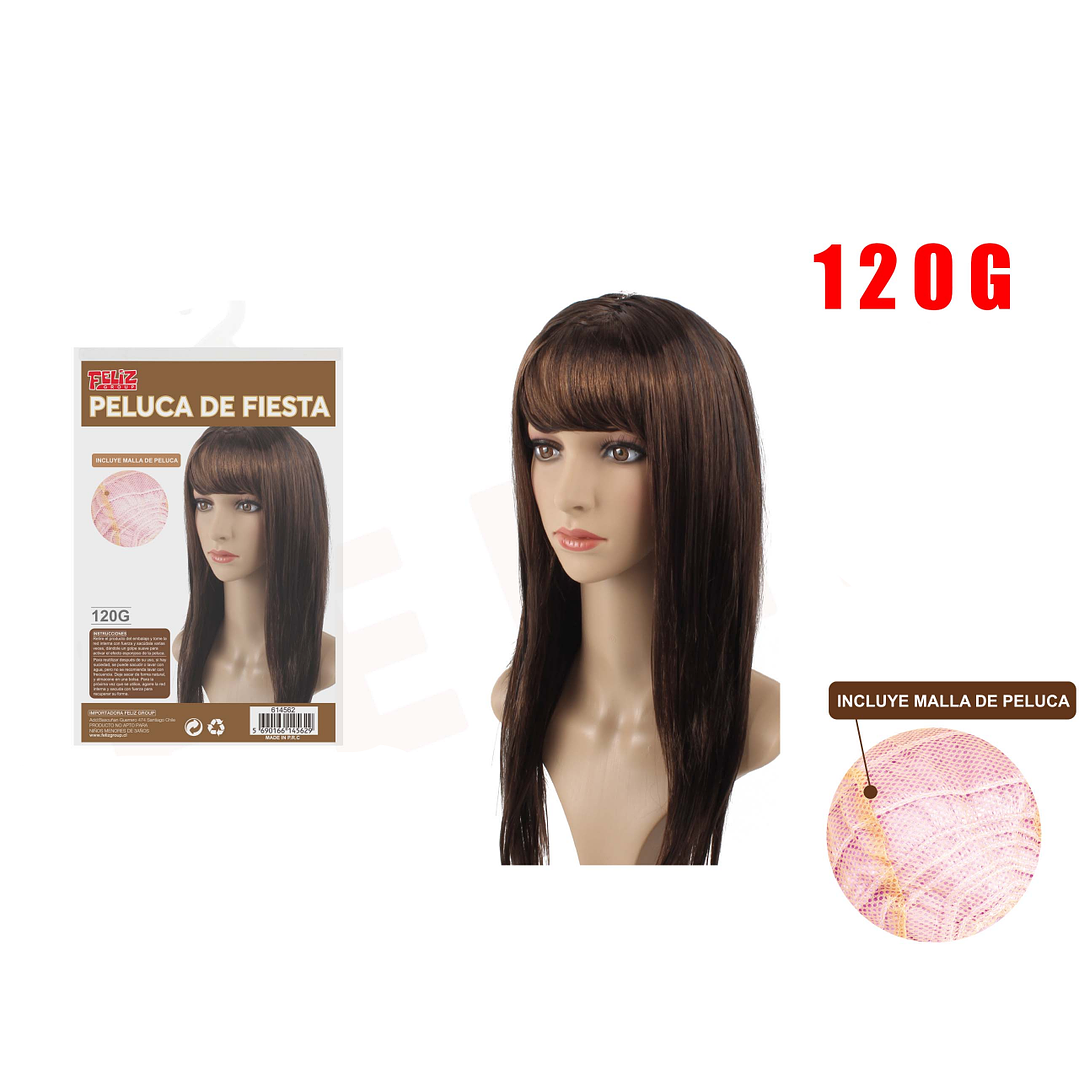 Peluca de Fiesta Larga Cafe 1