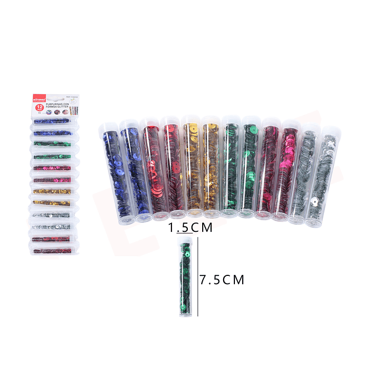 Set 12 lentejuelas de colores 5g 1