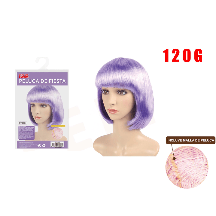 Peluca de Fiesta Melena Morado 1