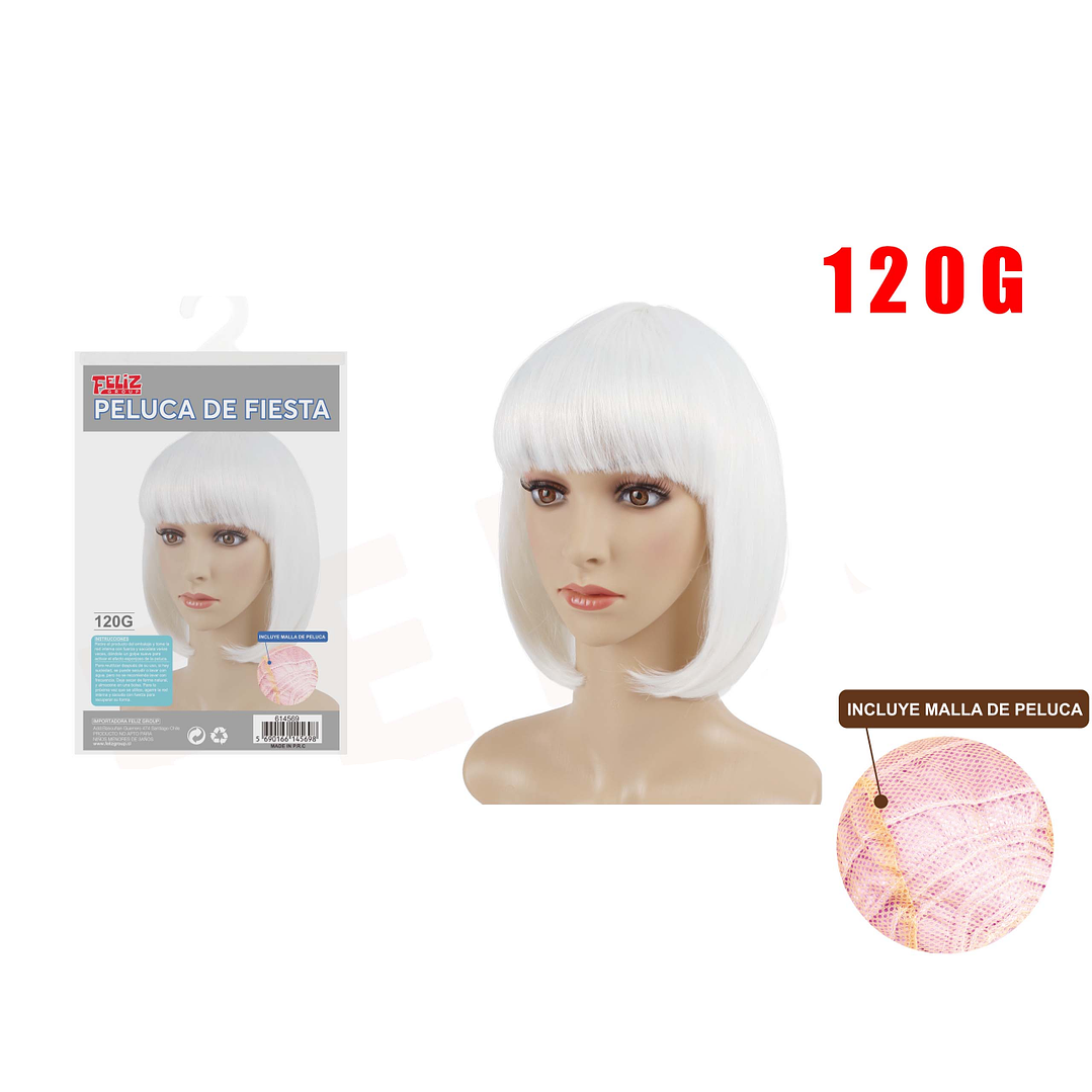 Peluca de Fiesta Melena Blanco 1