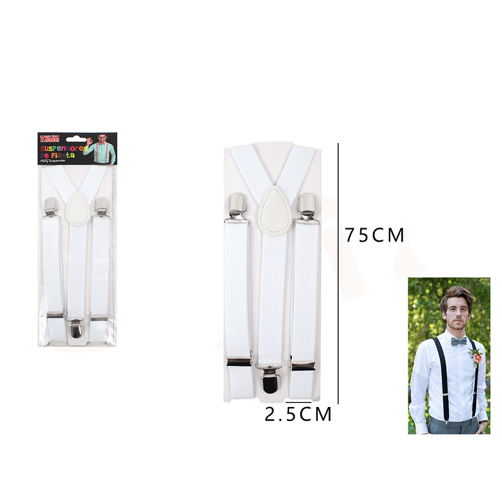 Suspendores de Fiesta Blanco 75*2.5cm 1