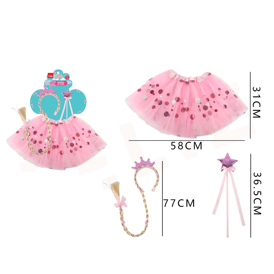 Set Disfraz Cintillo con Trenza y Tutu con puntos 1
