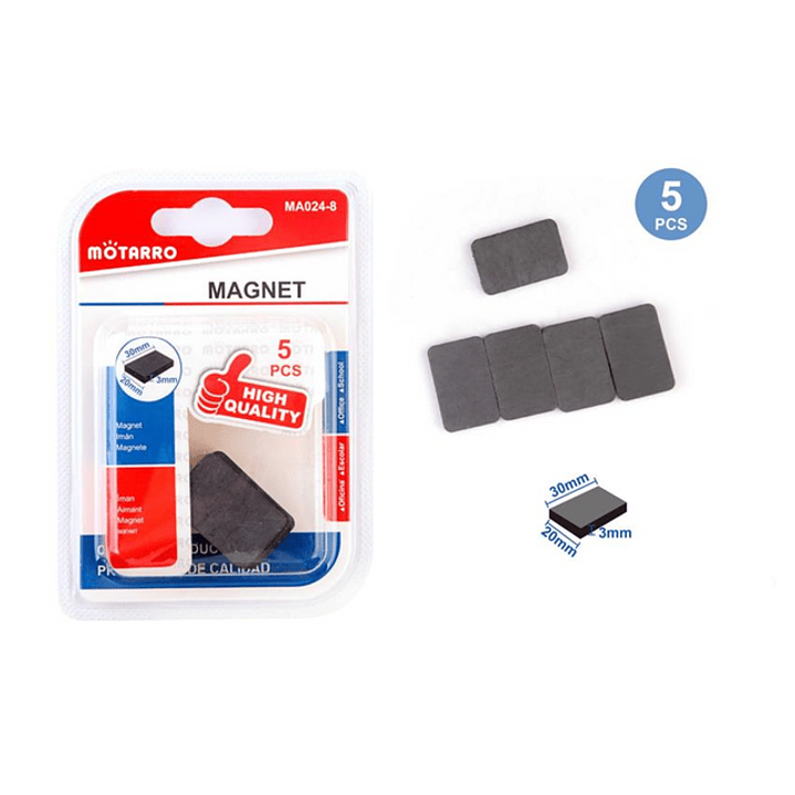 Imán Cuadrado 3x20x30 mm 5 pcs 1