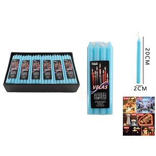 Vela Decorativa Celeste 2x20Cm