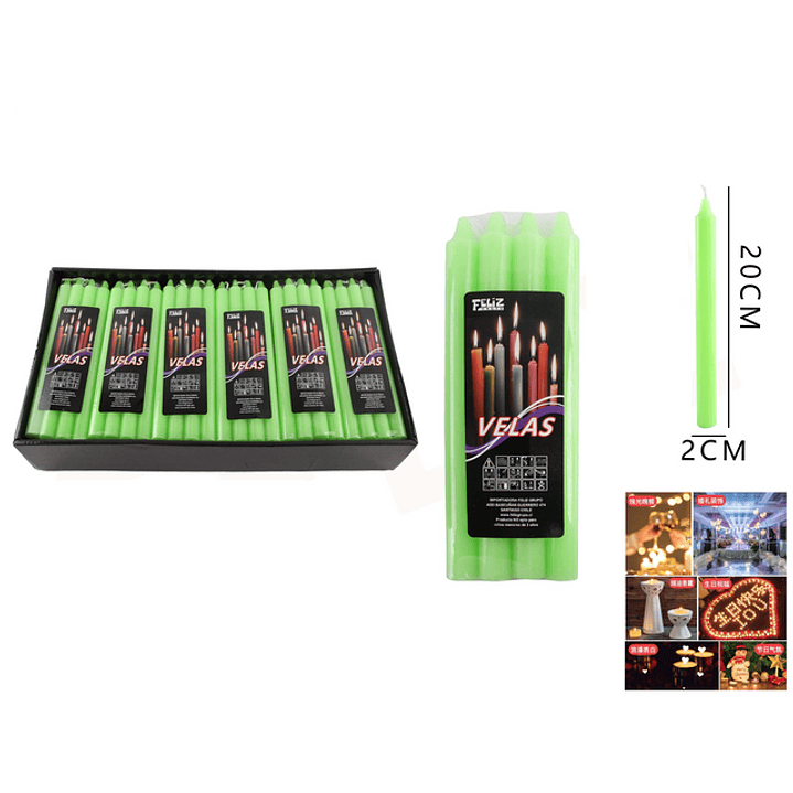 Velas Decorativa Verde 2x20Cm 1