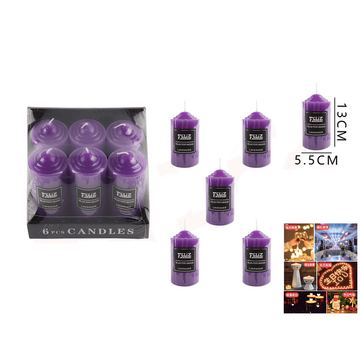 Velas Decorativas Morado 5.5x13Cm 1