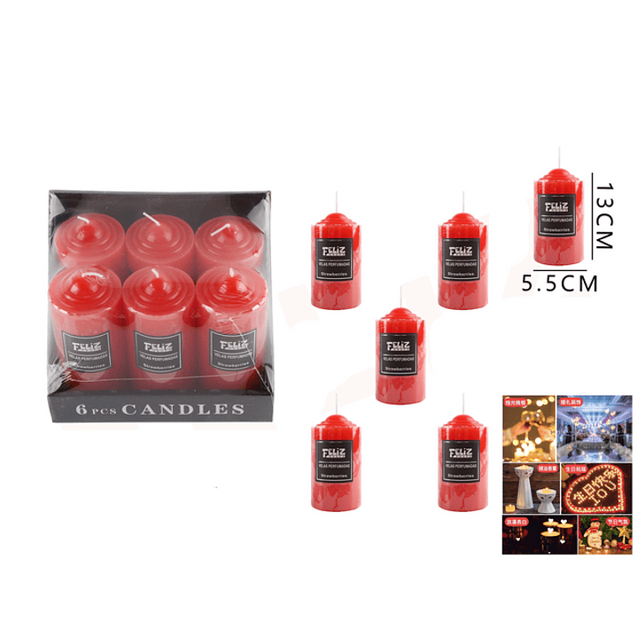 Velas Decorativas Rojo 5.5x13cm 1