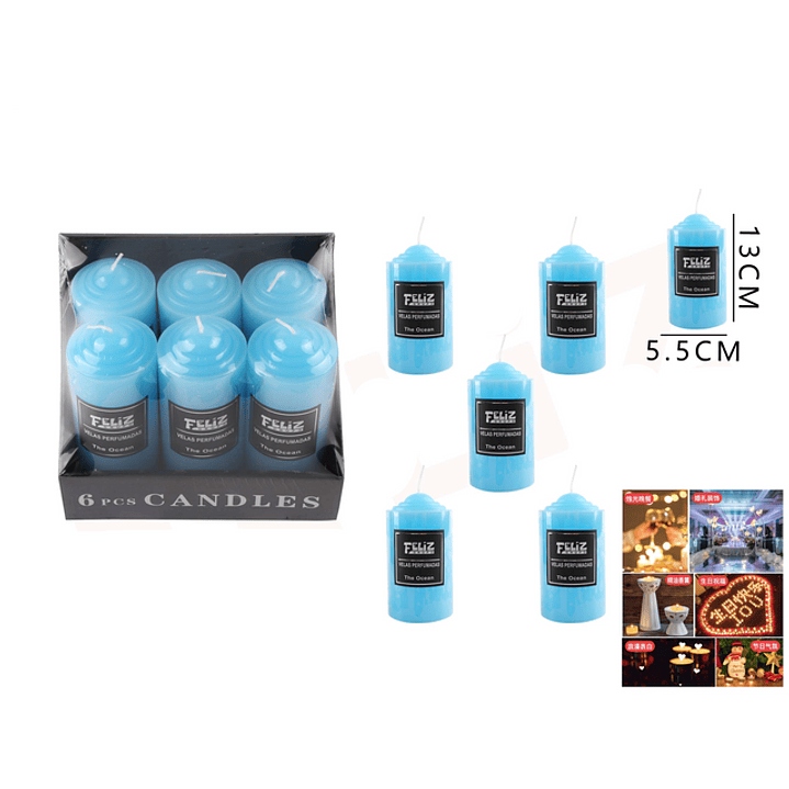 Velas Decorativas Celeste 5.5x13Cm 1