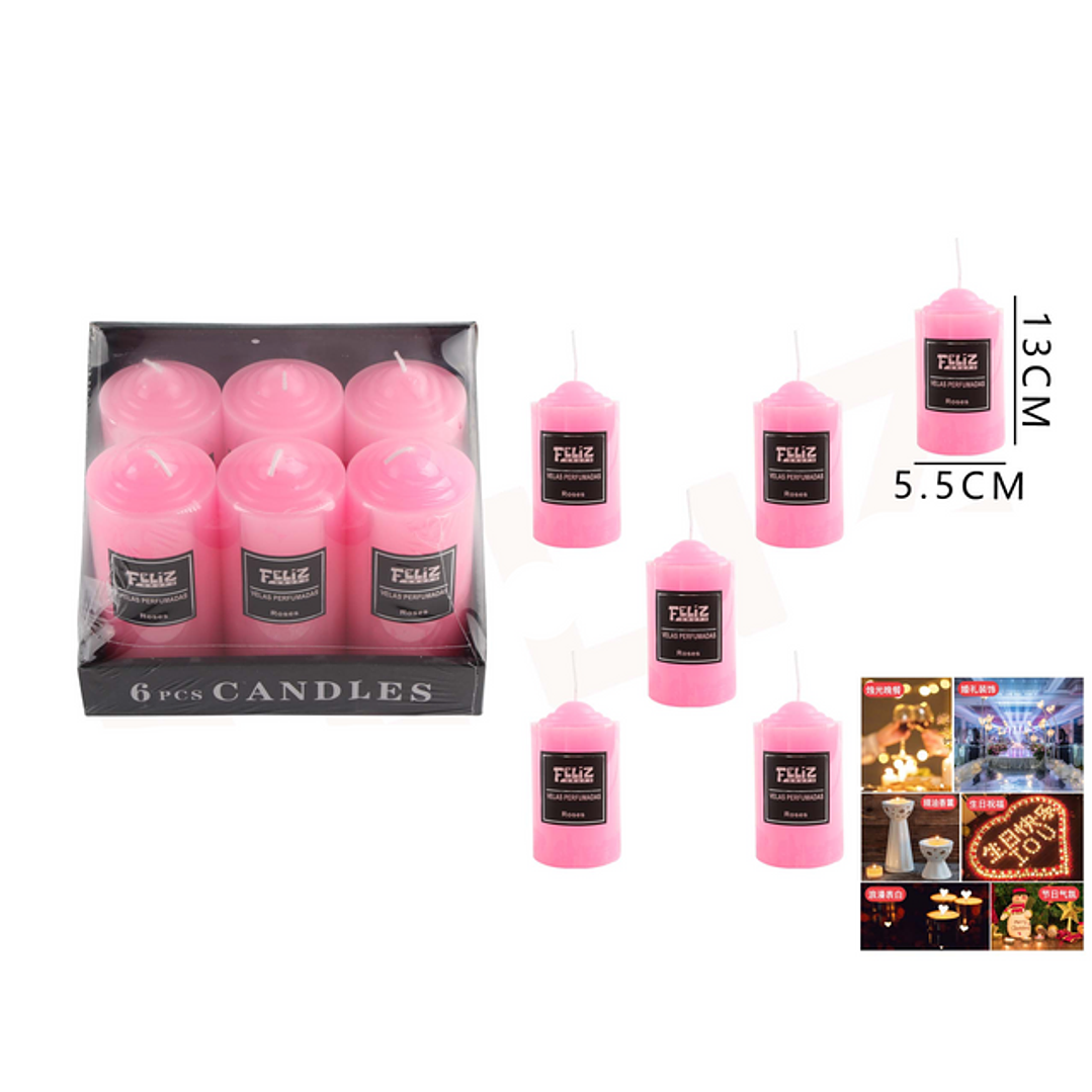 Velas Decorativas Rosado 5.5x13Cm 1
