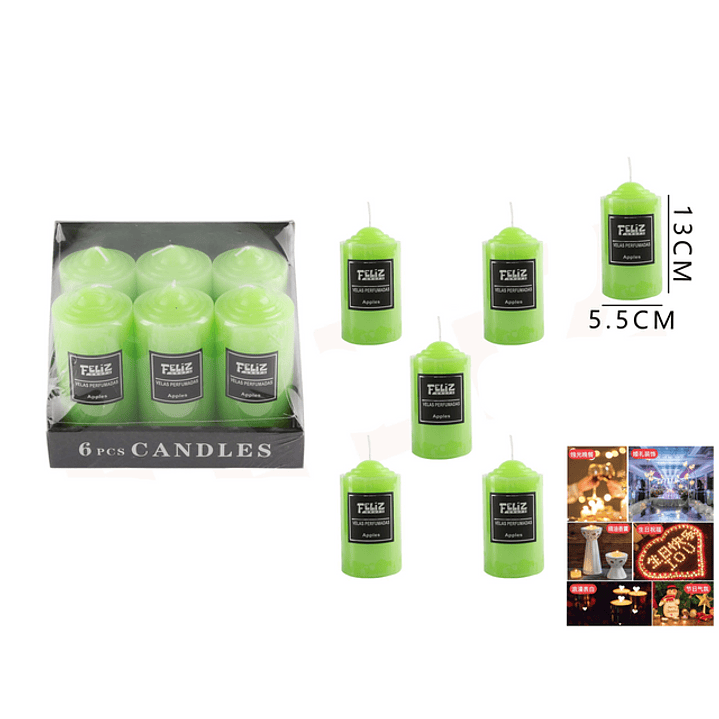 Velas Decorativas Verde 5.5x13Cm 1