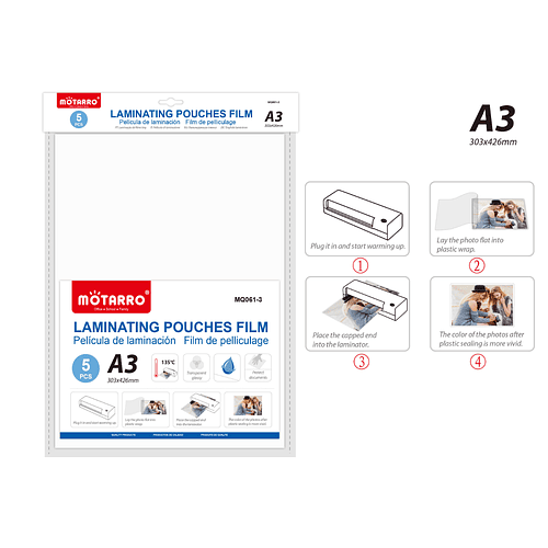 Láminas termo laminación- Laminating Pouches Film A3