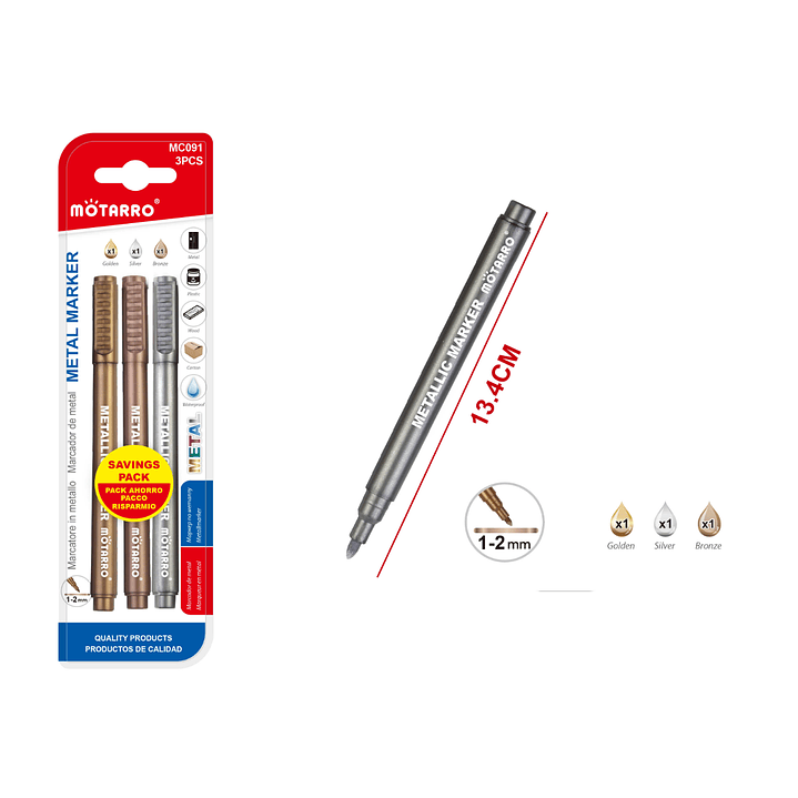 Marcador De Metal 3 Colores 134Cm 3Pcs 1