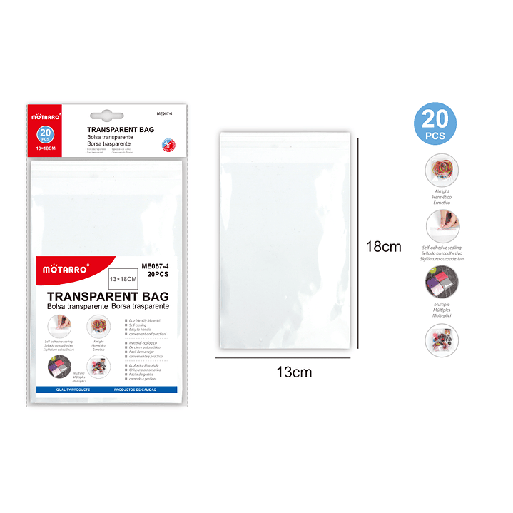 Bolsa Transparente 1813Cm 20Pcs 1
