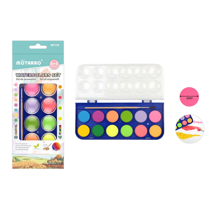Pintura De Acuarela 12 colores + pincel 1