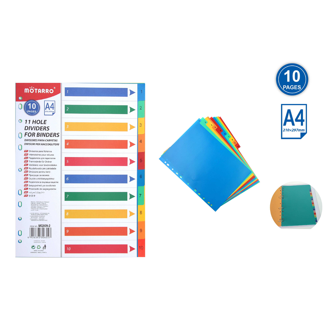 Divisores Para Carpetas 21 x 29.7 cm 10 Pcs 1