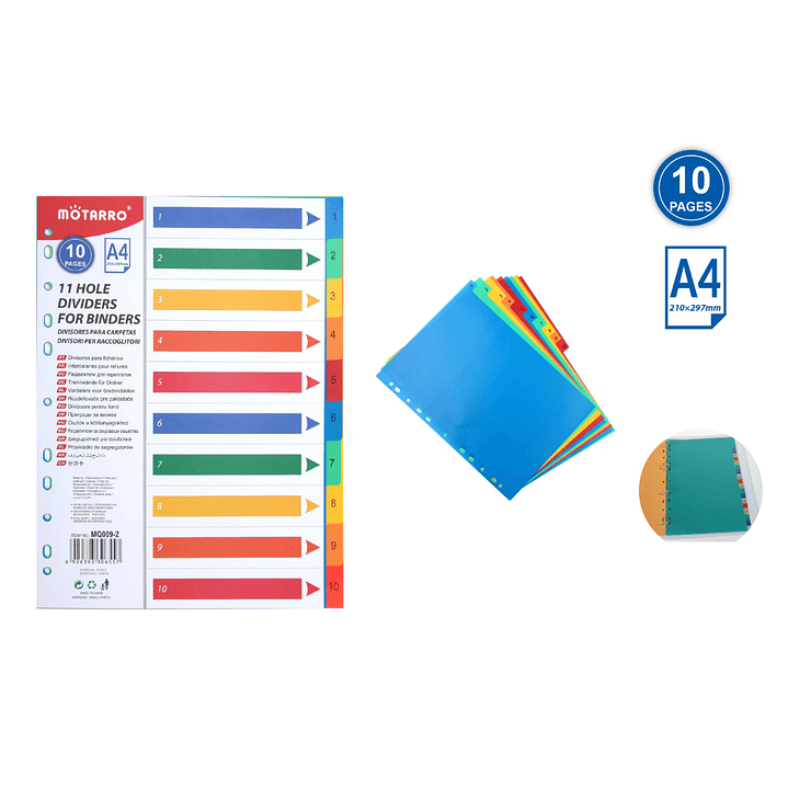 Divisores Para Carpetas 21 x 29.7 cm 10 Pcs 1