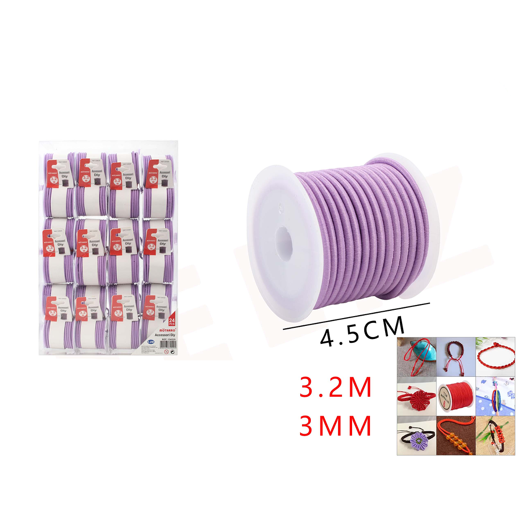 Cordón Elasticado Lila 3Mm*3.2M 1