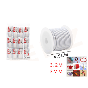Cordón Elasticado Blanco 3Mm*3.2M