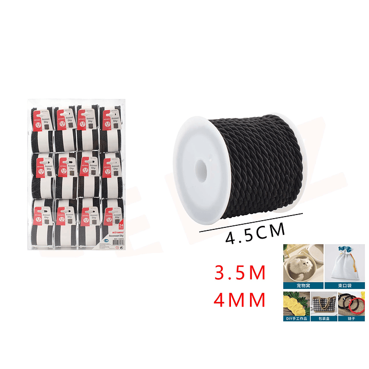 Cuerda de Algodón Negro 4mm*3.5M 1