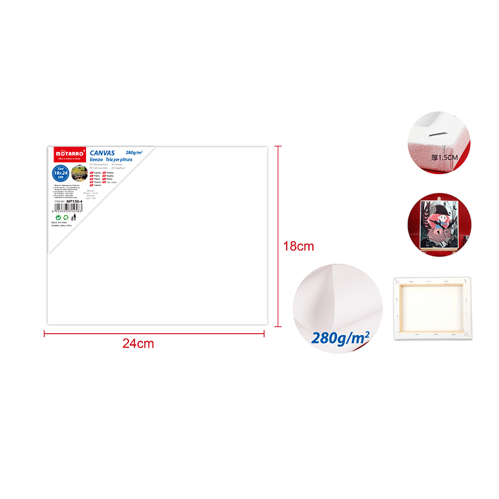 Tela Para Pintura 18x24Cm 280G 15Cm 1