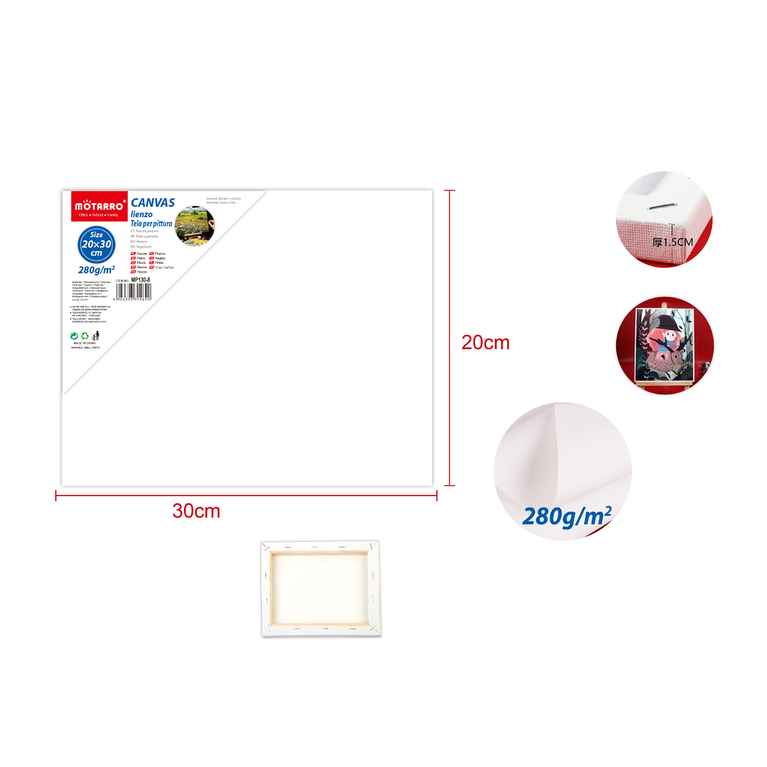 Tela para pintura 20x30cm 280G 1.5cm 1