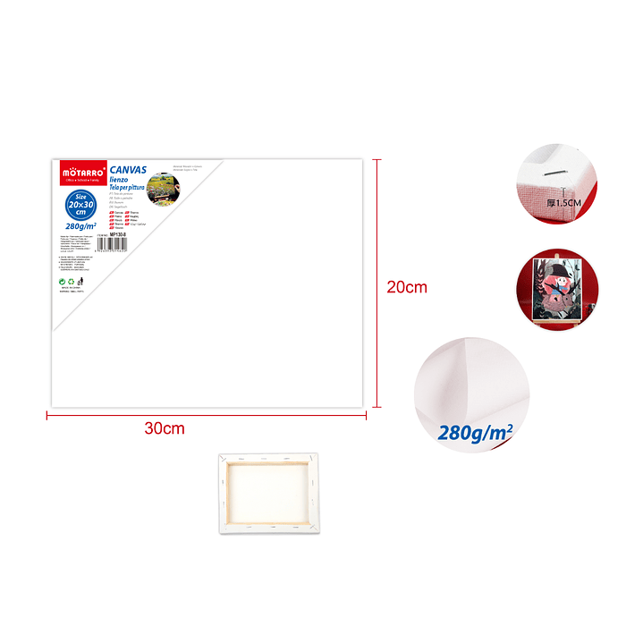 Tela para pintura 20x30cm 280G 1.5cm 1