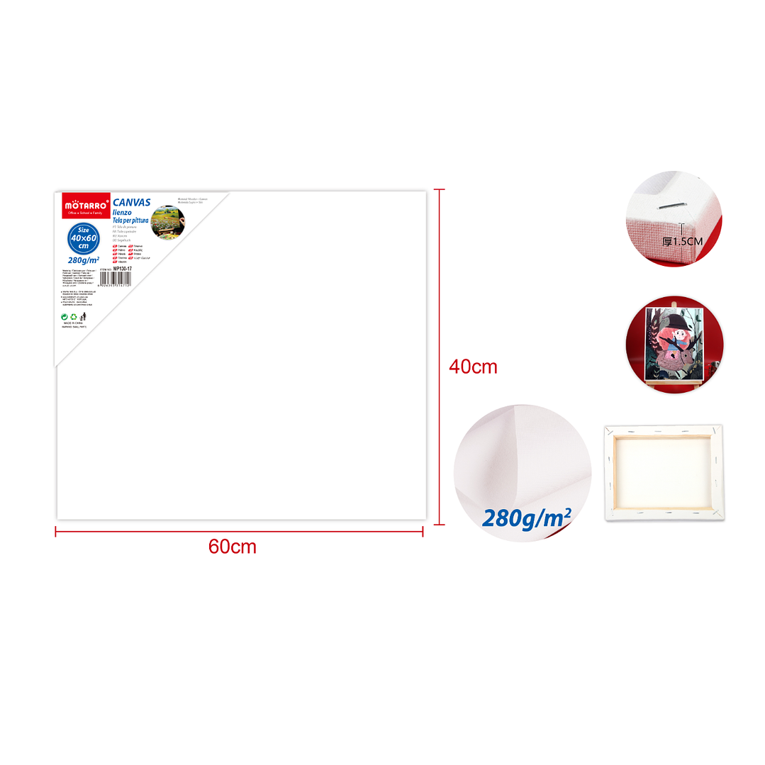 Tela para pintura 40x60cm 280G 1.5cm 1