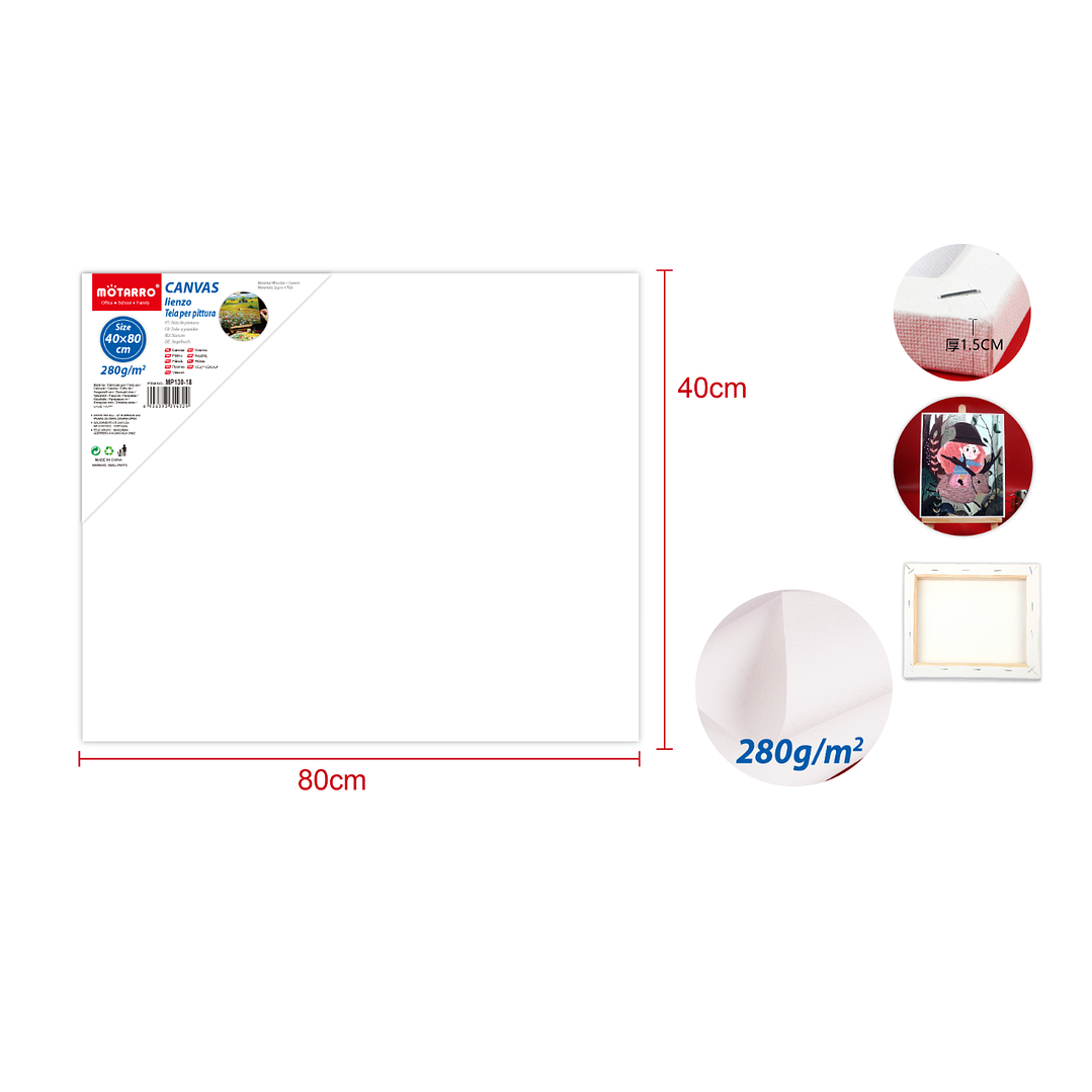 Tela para pintura 40x80cm 280G 1.5cm 1