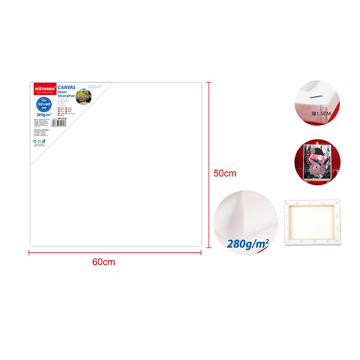 Tela para pintura 50x60cm 280G 1.5cm 1